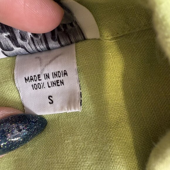 Toofan Lime Green Linen Button Up Shirt - Picture 5 of 5